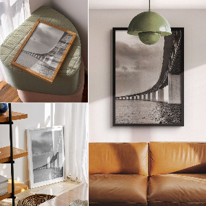 Minimalist wall art depicting a bridge