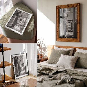 Decorative poster with a black and white frame