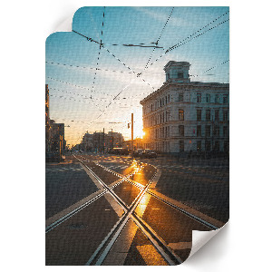 Wall art depicting an urban landscape