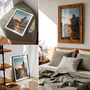 Wall art depicting an urban landscape
