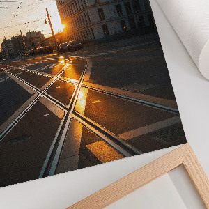 Wall art depicting an urban landscape