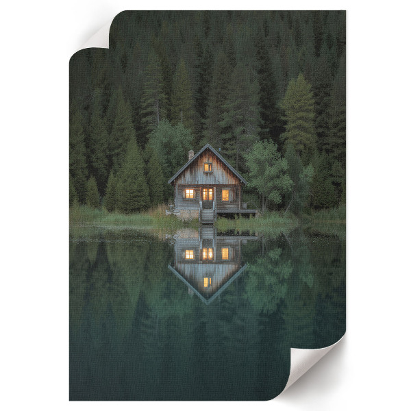Decorative poster of a lake house