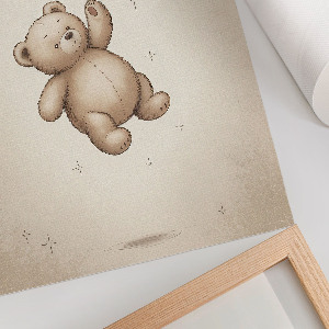 Poster featuring a teddy bear holding a balloon