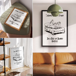 Art print featuring a horse suitable for a bed or bedroom decor