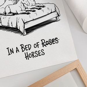 Art print featuring a horse suitable for a bed or bedroom decor