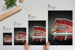 Decorative poster featuring a red car