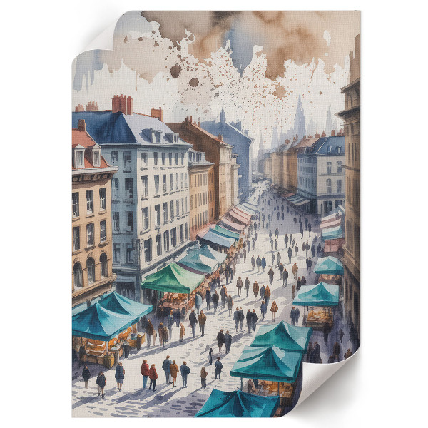 Watercolor city wall art