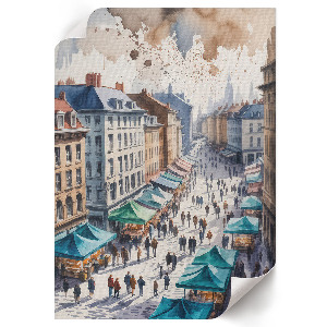 Watercolor city wall art