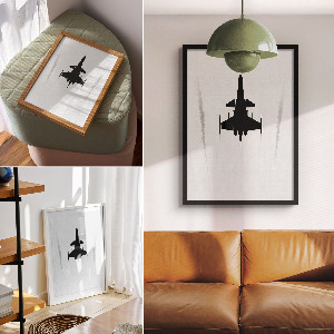 Wall print featuring a plane in the sky