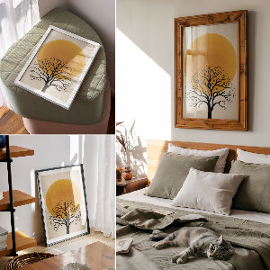 Wall print Tree and sun