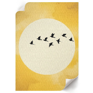 Decorative poster featuring a flight of birds