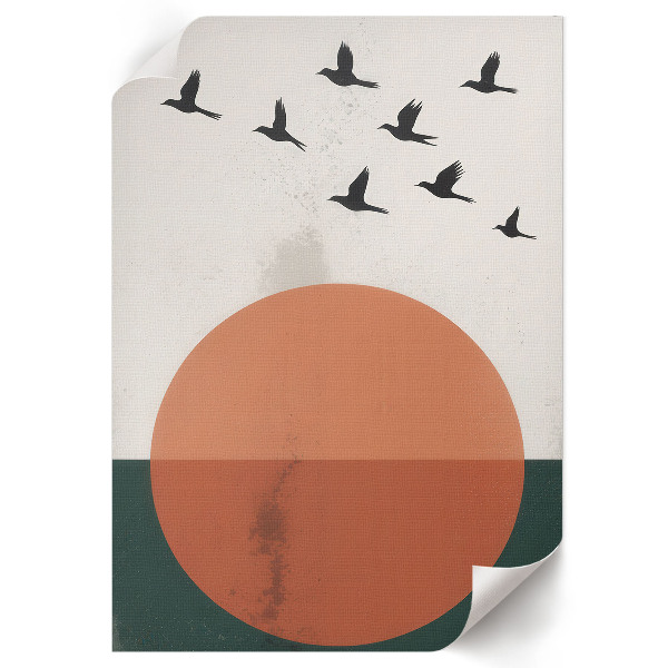 Wall print Birds and the sun
