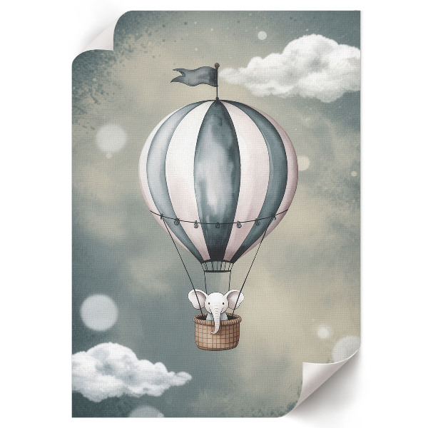 Wall art featuring an elephant in a balloon