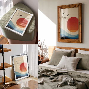 Wall art featuring a sunny landscape