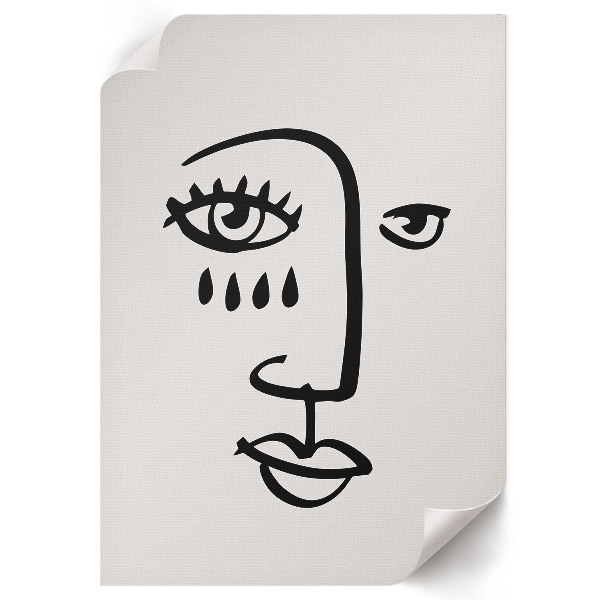 Decorative poster with an abstract face motif