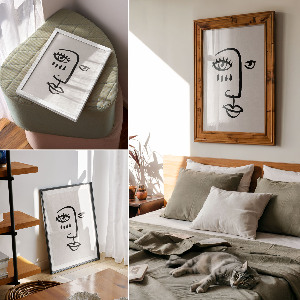 Decorative poster with an abstract face motif