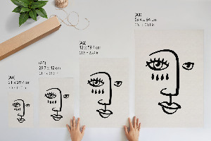 Decorative poster with an abstract face motif