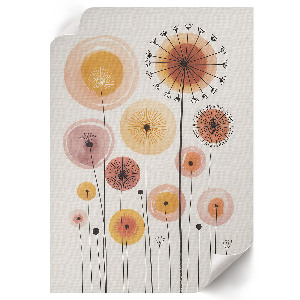 Wall art with pastel dandelion design