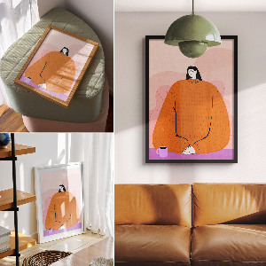 Poster Sitting with coffee