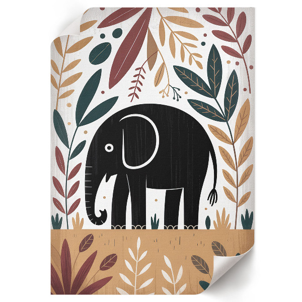Wall print Elephant in the leaves