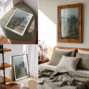 Art print Misty forest