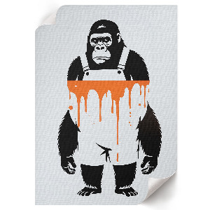 Decorative poster with gorilla graffiti motif