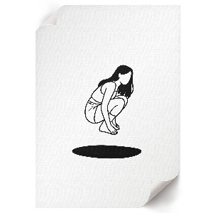 Poster of a woman looking over a hole