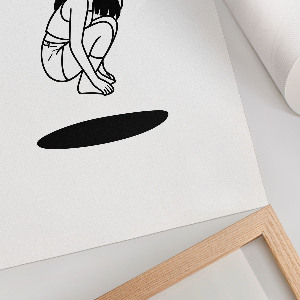 Poster Woman over the hole