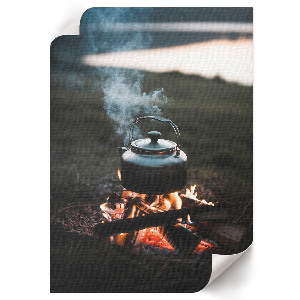 Wall print featuring a forest bonfire