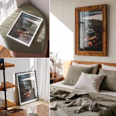 Wall print Forest bonfire