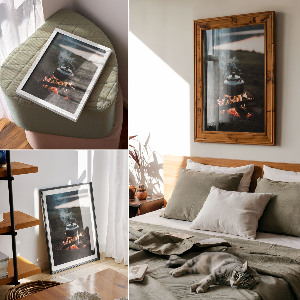 Wall print Forest bonfire