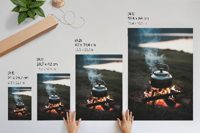 Wall print Forest bonfire