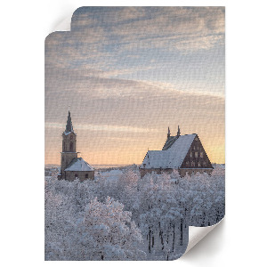 Decorative poster with a winter landscape