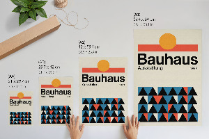 Wall art featuring Bauhaus geometric design