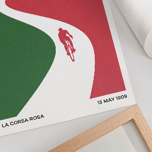 Decorative poster showing a cycling race