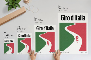 Decorative poster showing a cycling race