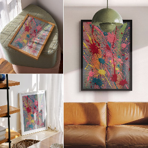Wall art featuring colorful spots