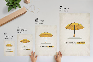 Wall art with a yellow umbrella motif