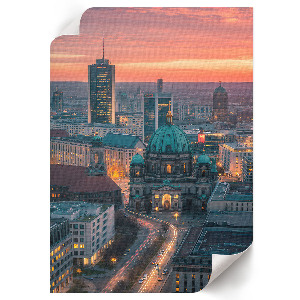 Decorative poster featuring a city panorama