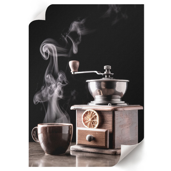 Poster featuring a coffee cup and grinder