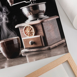 Poster featuring a coffee cup and grinder