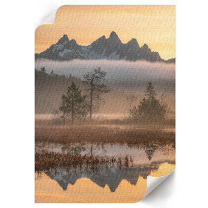 Wall print with a mountain landscape