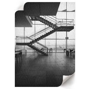Art print showing an interior staircase