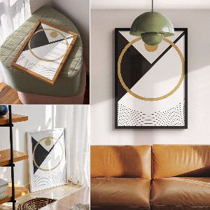 Wall print with a geometric composition