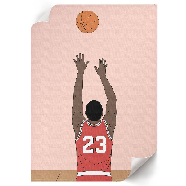 Wall art featuring a basketball player wearing number 23
