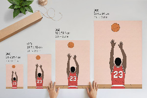 Wall art featuring a basketball player wearing number 23