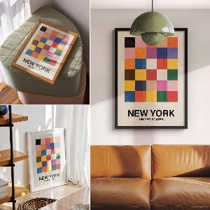 Decorative poster featuring colorful squares