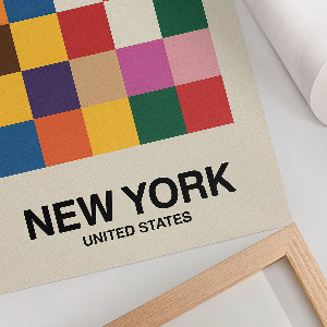 Decorative poster featuring colorful squares