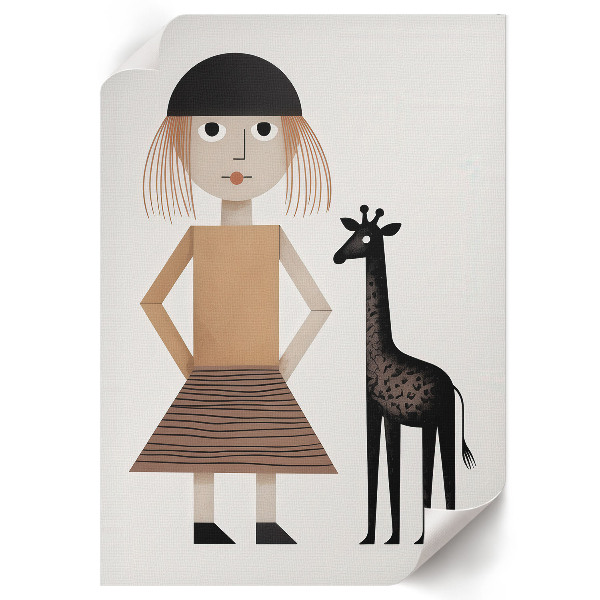 Art print Girl with a giraffe