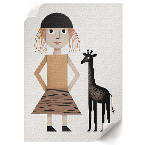 Art print Girl with a giraffe